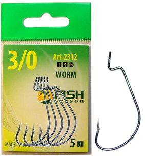 Крючок FISH SEASON Worm №6 BN 5шт офсет. 2312-06F