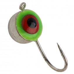 Полусфера с ушком d 6,0 мм вес 1,85 гр серебро зелено-красный фосфорный глаз 10 шт