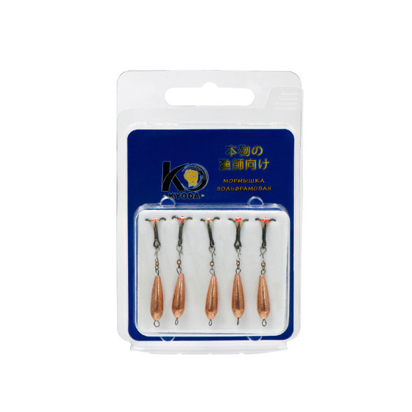 Мормышка Kyoda Черт с подвесным тройником, размер S, вес 0,8 гр медь 5 шт